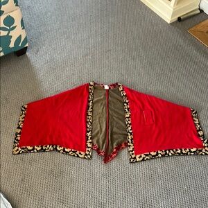 Red Leopard Wrap with Patterned Border